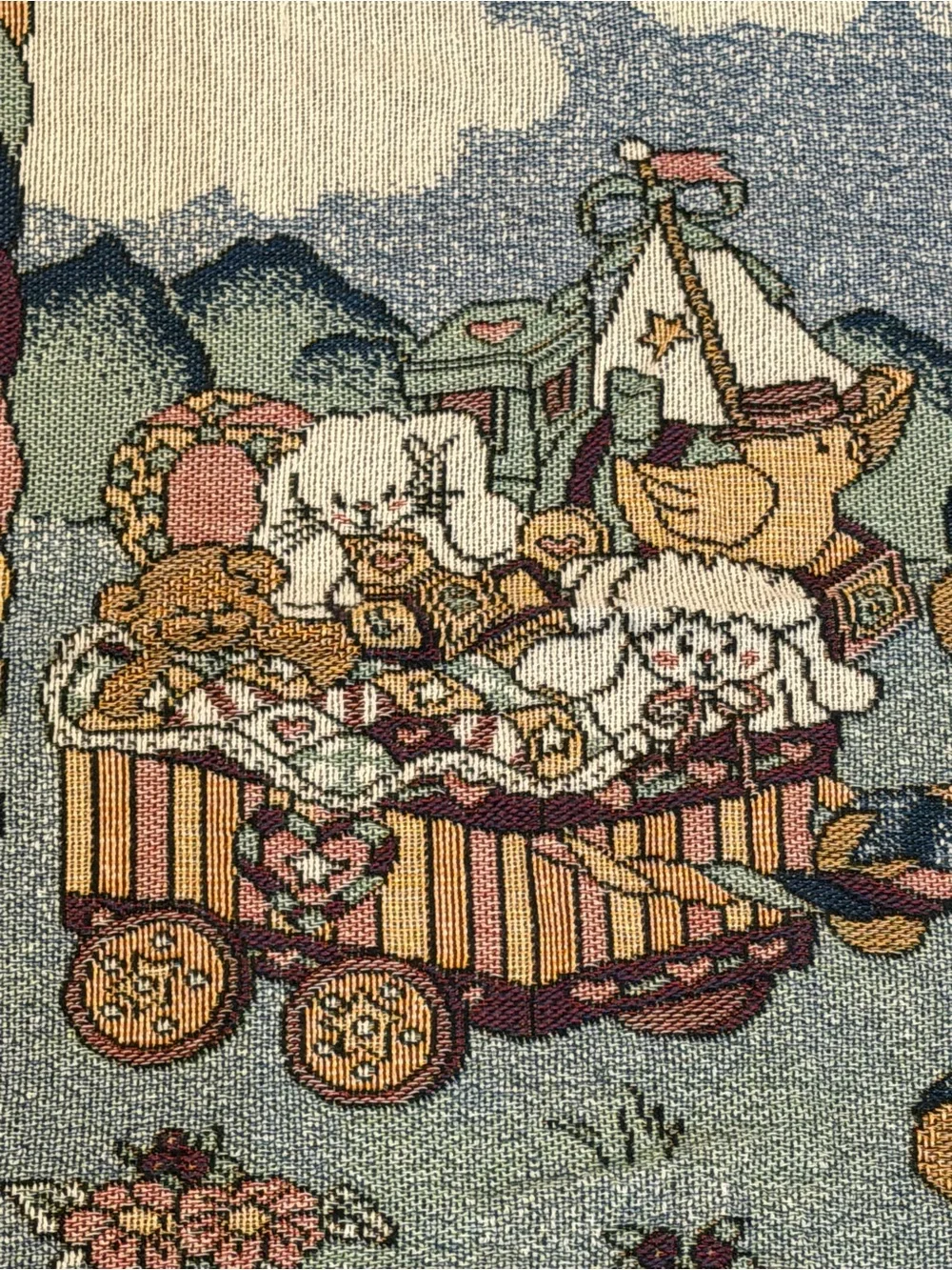 Vintage Teddy Bear Nursery Tapestry Throw Blanket ABC Ducks Baby Room Decor
